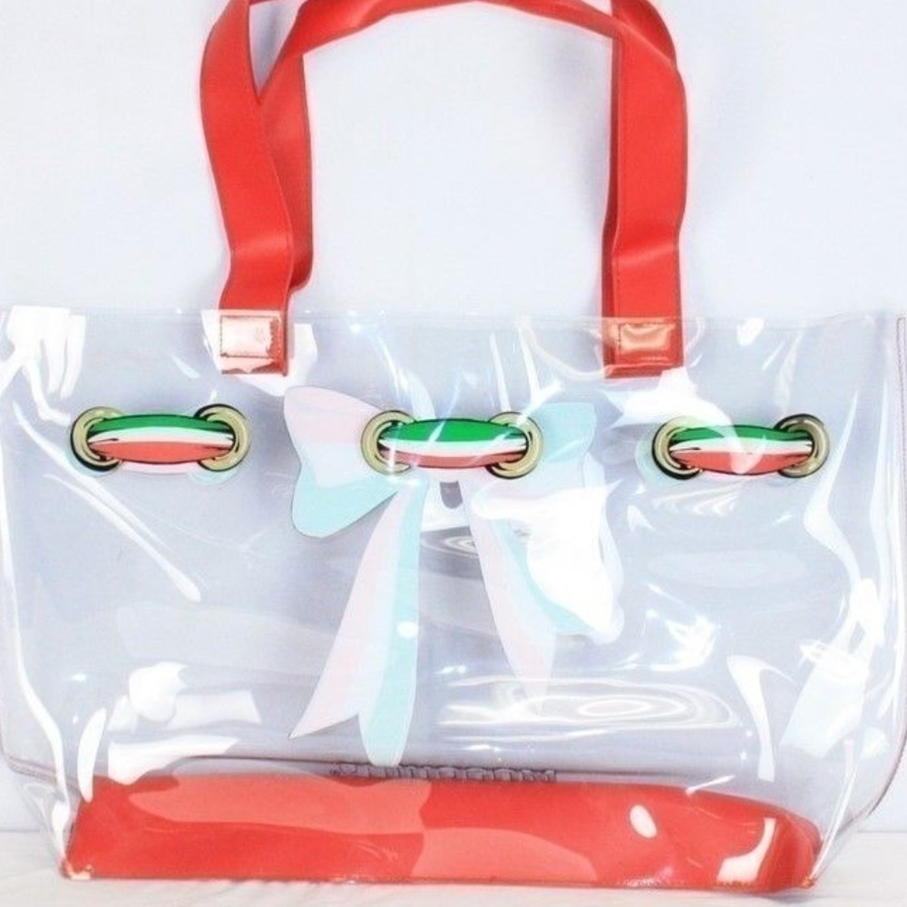 MOSCHINO XL Italian Bow Clear Shopper Tote-NEW! - Picture 3 of 6